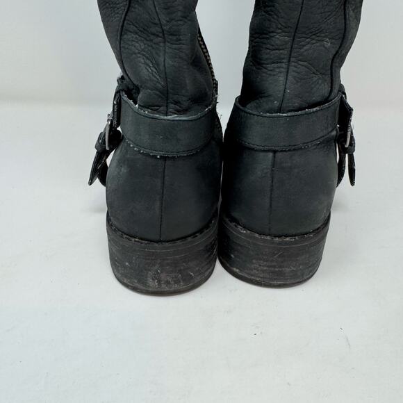 BP Black Leather Boots Tall 6.5 Zip Up Riding Boho Moto Biker Western Goth - Picture 7 of 10